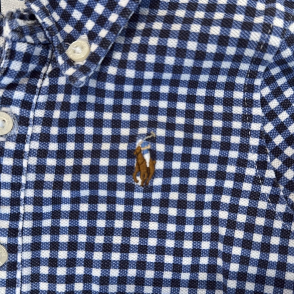 Ralph Lauren Gingham Romper - Size 12M - Navy & White - Picture 2 of 5